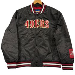 Size L San Francisco 49ers NFL Ultra Game Black Bomber Jacket Mens Large New NWT
