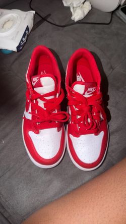 Red and White Nike Dunks