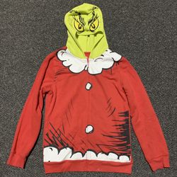 The Grinch girls size large (10/12) fleece lined Christmas hoodies with pockets 
