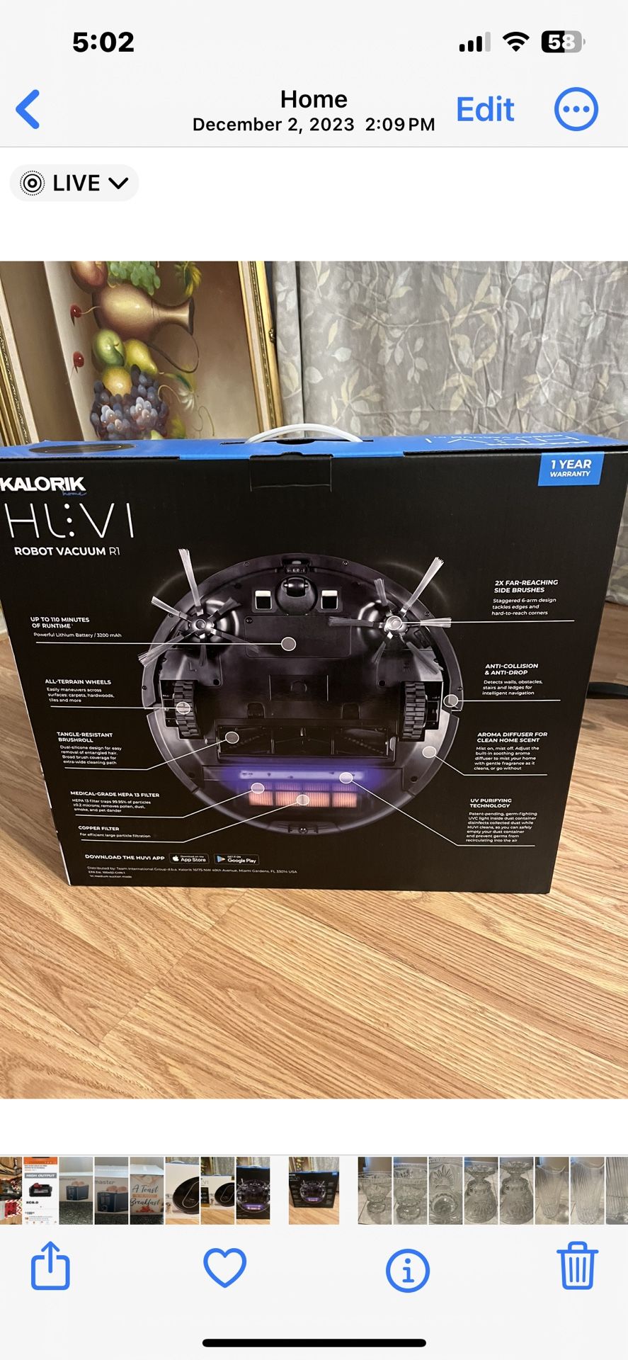 SAVE $545 π₯π₯. BRAND NEW FACTORY SEALED VACUUM. TOP OF THE LINE ROBOTIC. BUILT IN AROMA DIFFUSER. WAS $666.99(SEE AD). SALE $125π°π°