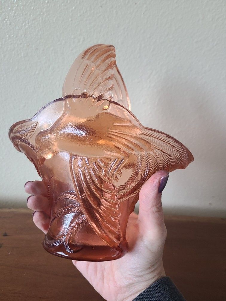 Vintage Tiara By Indiana Glass Pink Humming Bird Basket