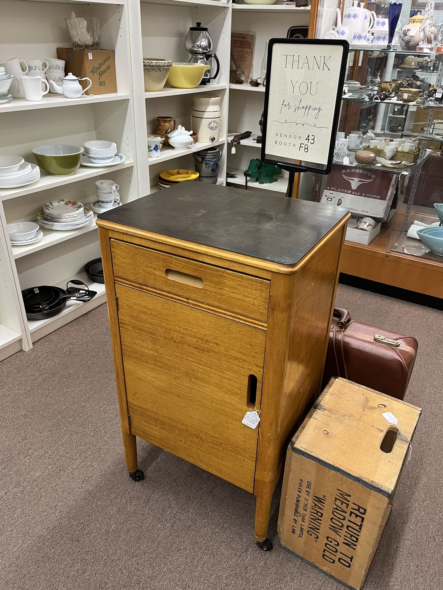 Antique Hill Rom Medical Rolling Cabinet