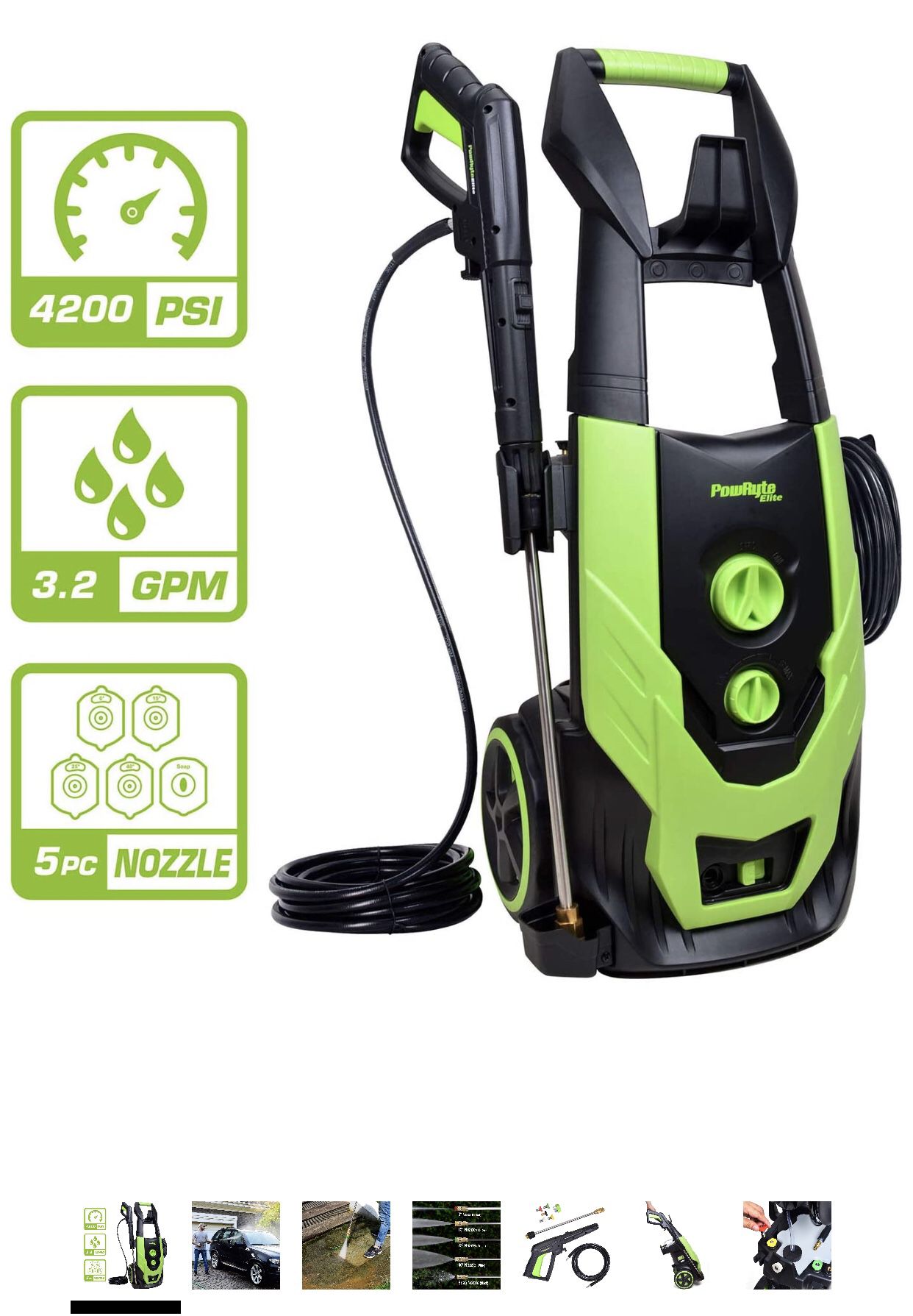 Electric Power Washer with 5 Quick-Connect Spray Tips