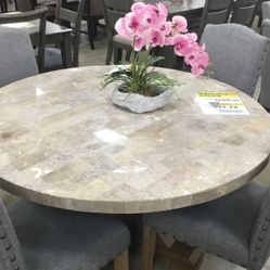 4 Vespaside Chair , Vespa Round  Dining Table Base, Vespa Round Dining Table