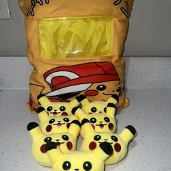 Pikachu Plush Pouch w/ Mini Pikachu Plushies