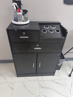 Professional Salon Styling Station Cabinet with Locking Drawers – Black (Excellent Condition)