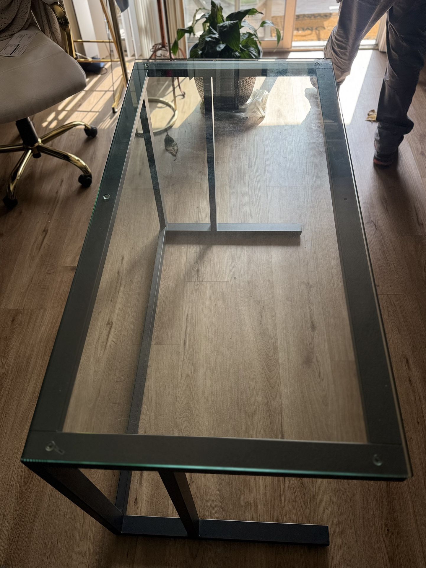 Glass Desk With A File Cabinet 