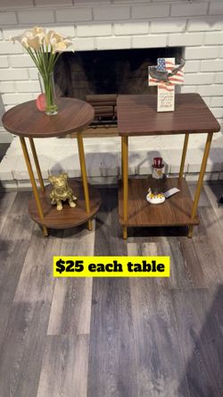 New Modern Wood & Gold Side Tables. Clovis. Ashlan & Fowler. FCFS
