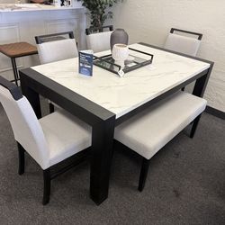 Dining table 4 chairs and bench