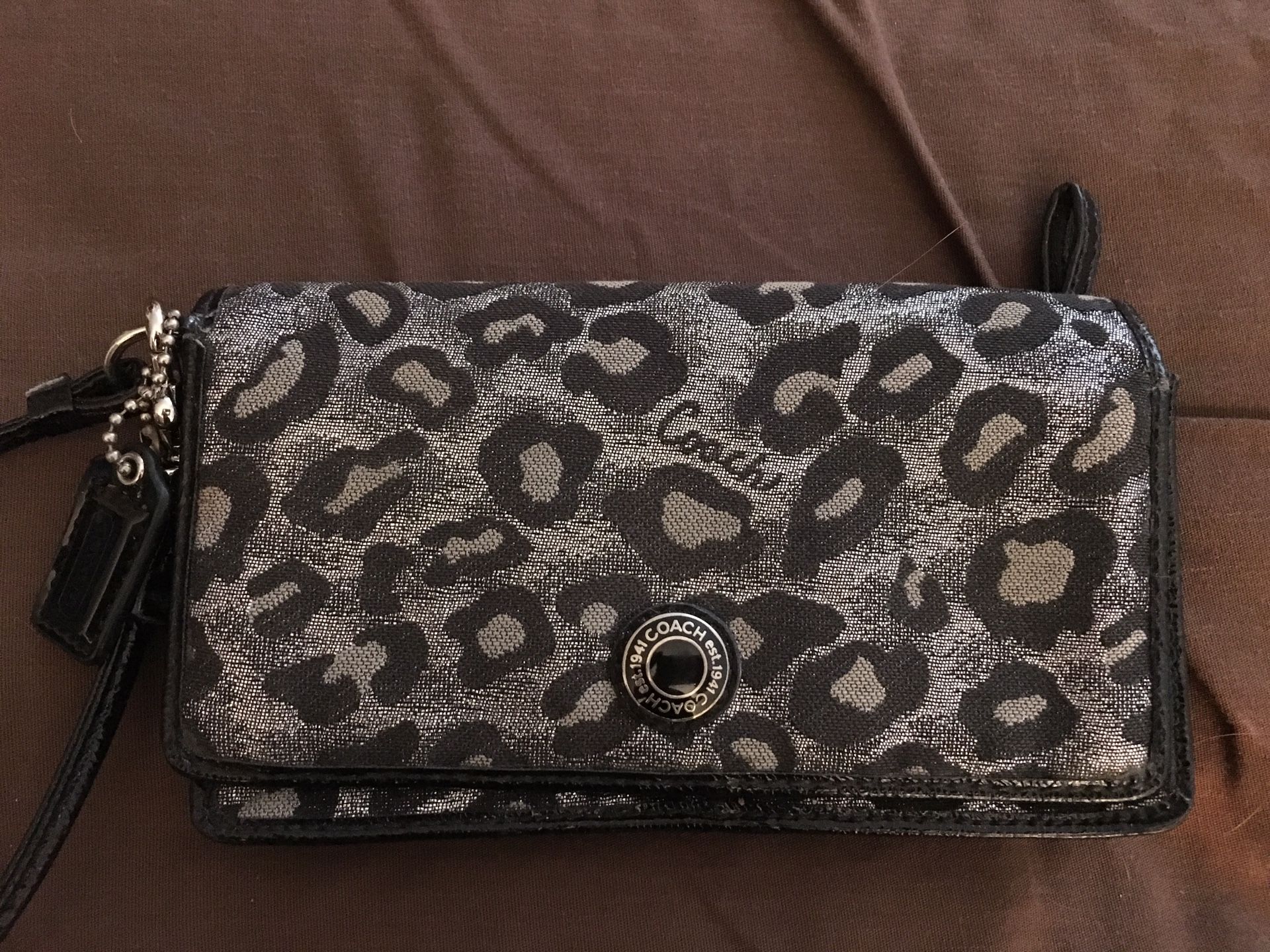 Coach leopard print wristlet