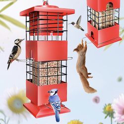 New Bird Feeder Squirrel Proof for Outdoors Hanging, 3Lbs Metal Heavy Duty Birdfeeder
