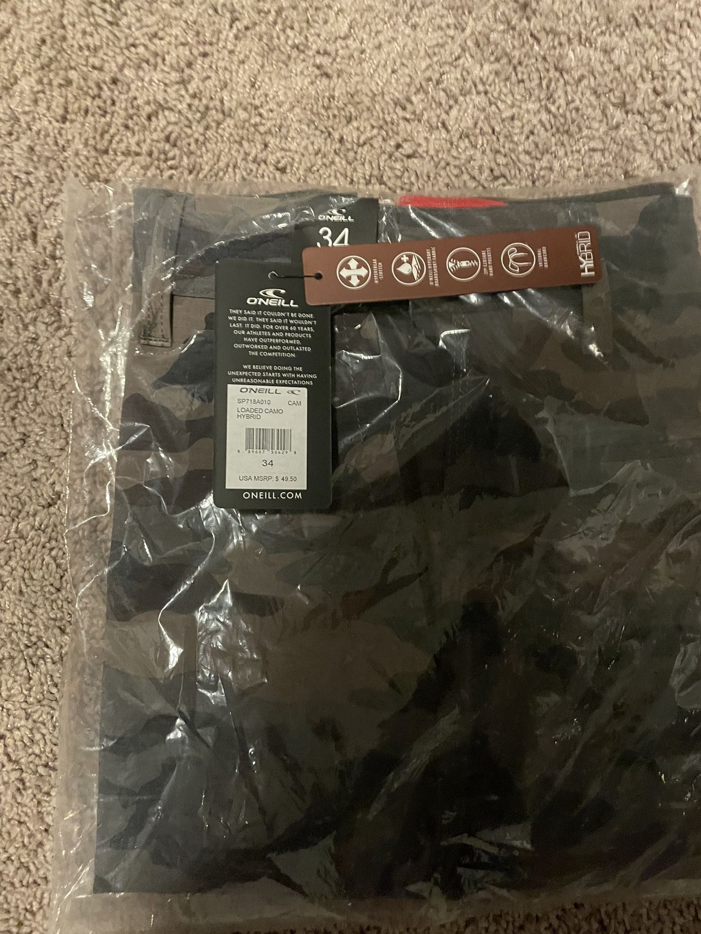 O’Neil Cameo Hybrid Board Shorts With Tags Size 34
