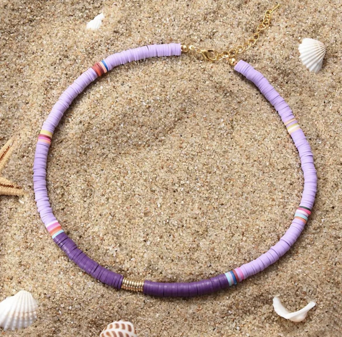 Bohemian Colorful Clay Choker Necklace Boho Polymer Clay Beads Unisex