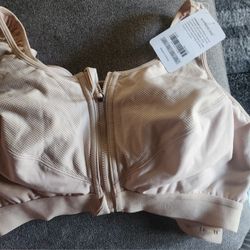 Syrokan 34DD  Women's Max Control  Unpadded Bra Beige W Zipper New W Tags