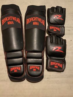MMA gloves and shin pads