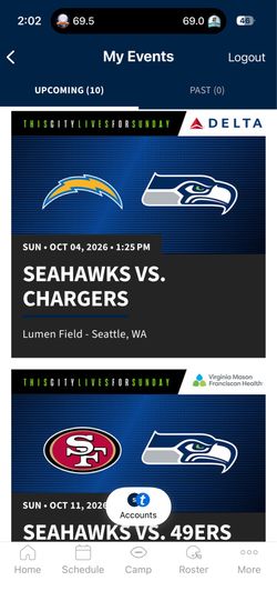 Seahawks vs Chargers Tickets | Section 304, Row D | $500