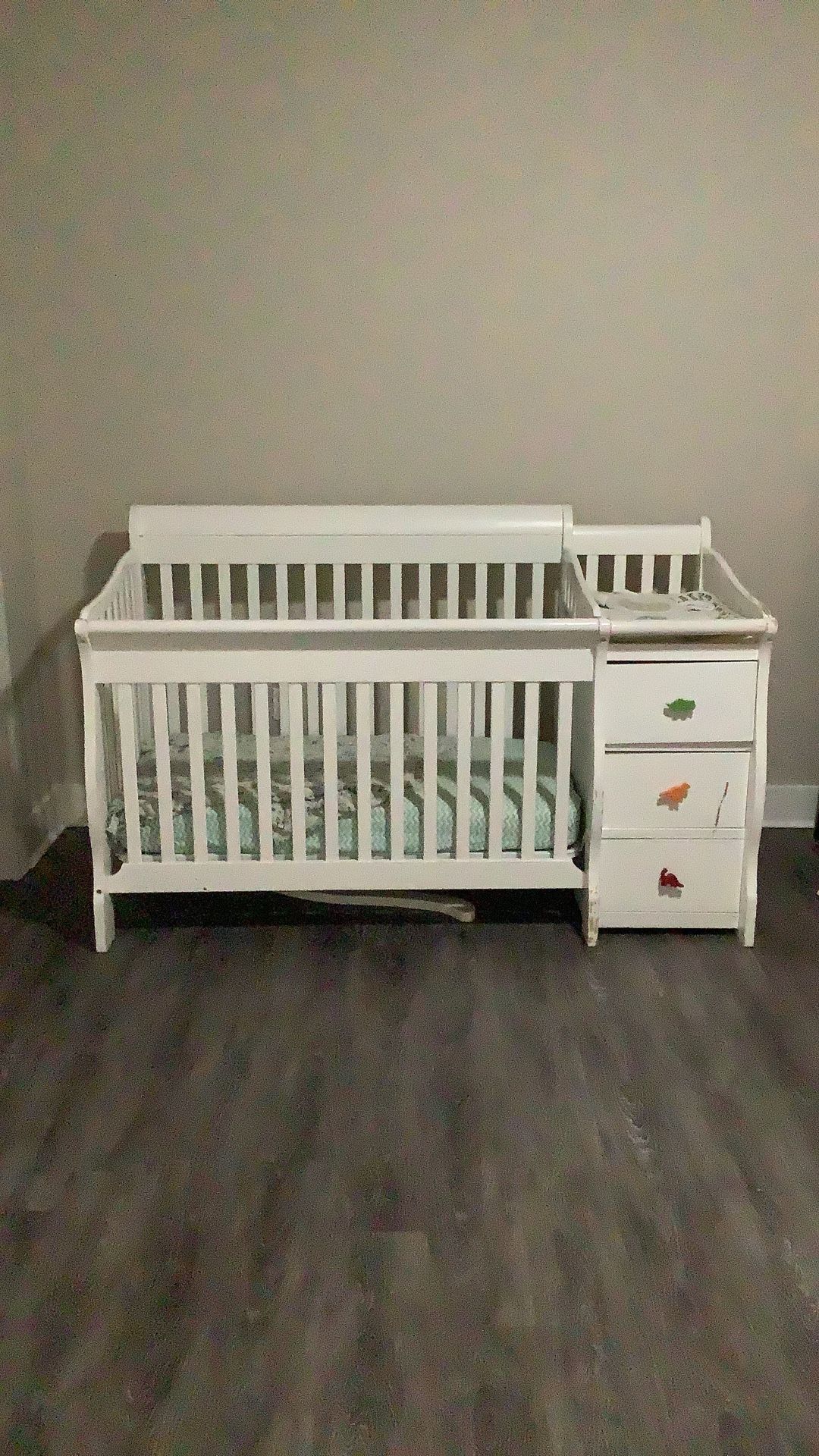 Baby Crib With Changing Diaper Station Attached
