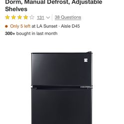 Kenmore 3.1 cu-ft Refrigerator - Black: Energy Star Certified, Mini Fridge for Dorm, Manual Defrost, Adjustable Shelves