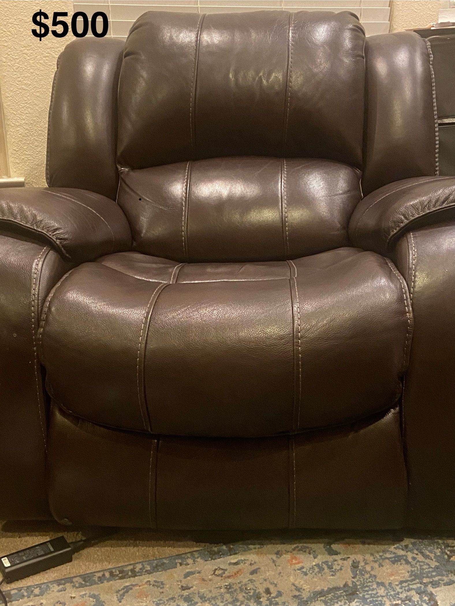 Brown Grain Leather Electric Recliner