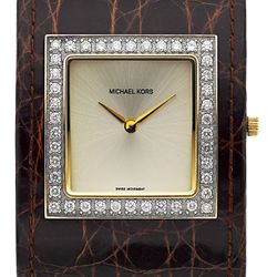 Michael Kors Diamond, Stainless Steel And Crocodile Cuff Watch