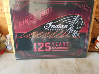 Indian Motorcycle 125 Years Metal Sign 13"x16"
