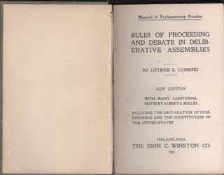 Rules of Proceeding and Debate in Deliberative Assemblies - 1933 edition