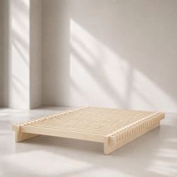 XIAO WEI King Wood Platform Bed Frame, King Size Bed Frame with Wood Slat Support, Japanese Joinery with 8" Under- Bed Storage, No-Tool Assembly, No B