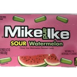 Mike and Ike Sour Watermelon Fruit Chewy Candy Box 24 Count Packs Bulk Candies