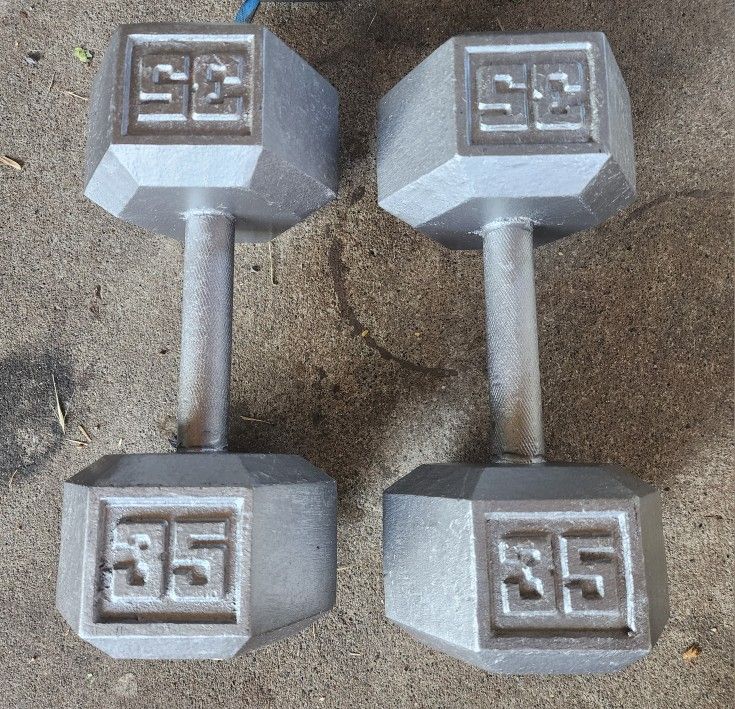 35 Pound Hexagon Dumbbells