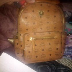 MCM Cognac Leather Backpack 