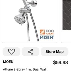MOEN Attune Dual Shower Head 8-Spray Fixed + Handheld Chrome