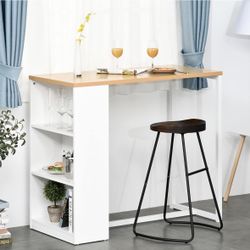HOMCOM Modern Bar Table Counter Height Dining Table with 3 Storage Shelves for Kitchen - New in Box 