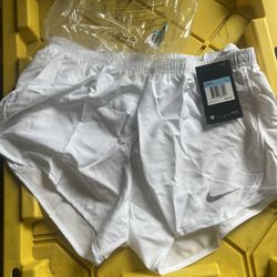 Nike Women's Athletic Mesh Running Shorts White Polyester Brand New