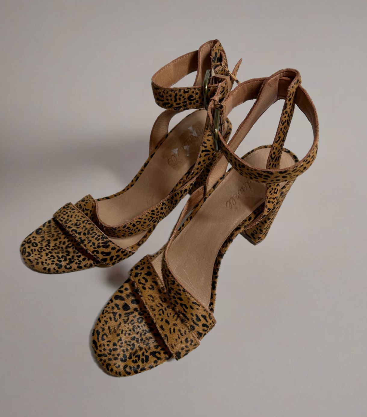 MADEWELL Alyssa Heeled Sandals Calf Fur Leather Womens Size 10 AE246