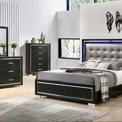 L.e.d Bedroom Set With Free Mattress And Boxspring! 