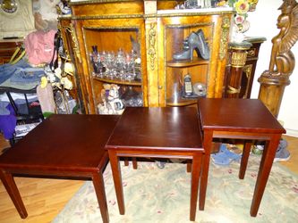 All 3 vintage wooden tables