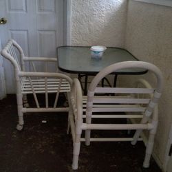 Glass Patio Table W/Chair