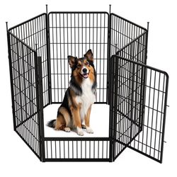 Large Metal Pet Playpen Fence w/ Gate Indoor Outdoor