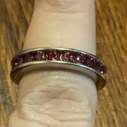Sterling Silver Rodalite Garnet Eternity Ring Size 6 