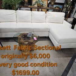 Sectional Bassett White FabricWe are located at 2811 East Bell road. Another Time Around Furniture.