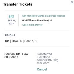 Rockies Giants Tickets 