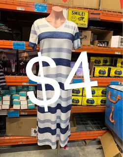 Blue and White Striped Maxi Dress