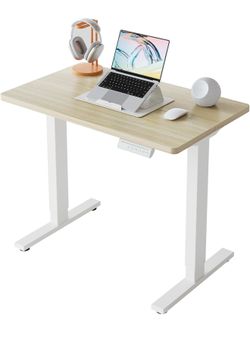HUANUO 32" Small Electric Standing Desk Adjustable Height, 4 Memory Height Settings, Sit Stand Up Desk for Home Office & Computer Workstation, LightWa