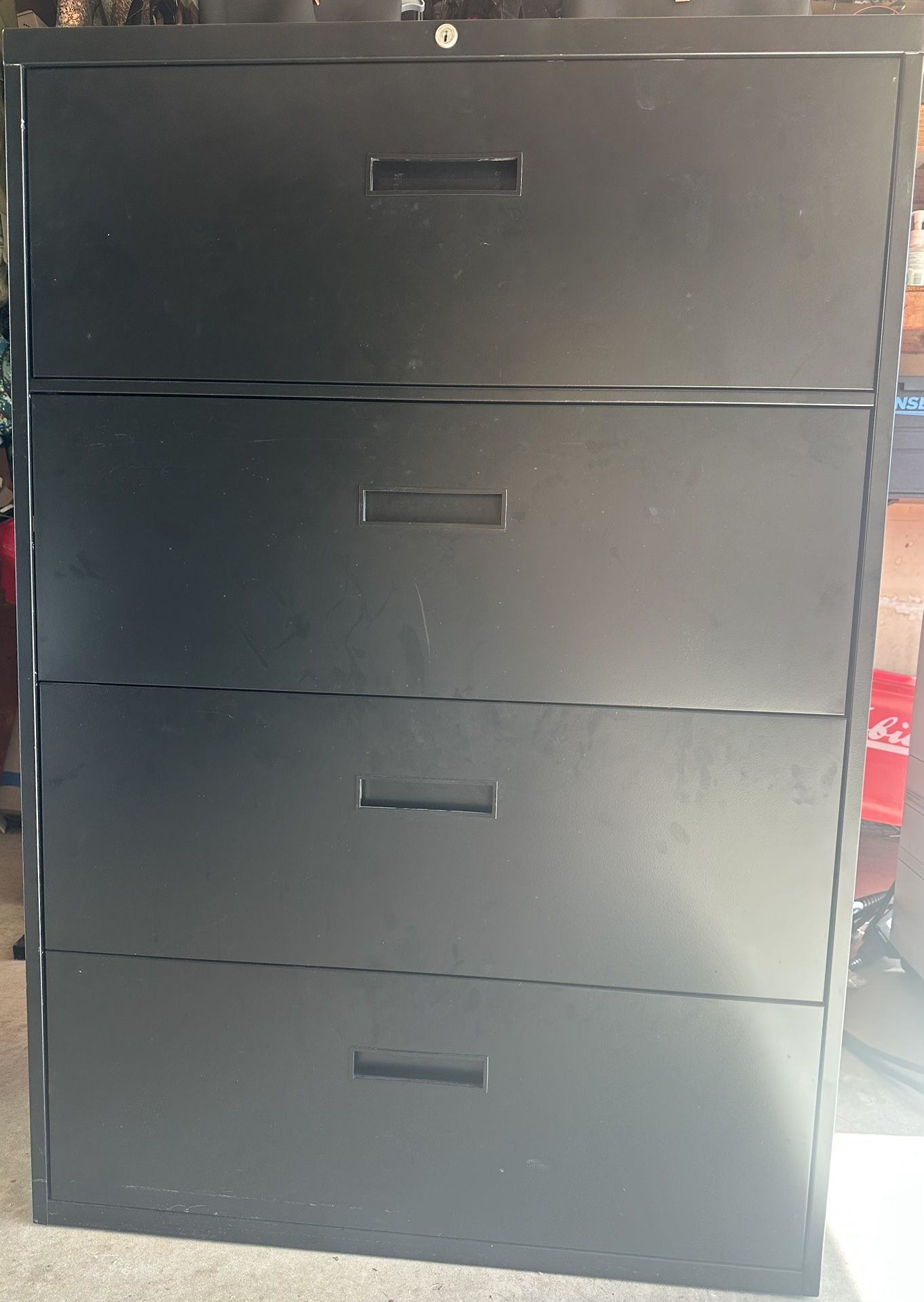 4 Drawer Metal Filing Cabinet with Lock - Black