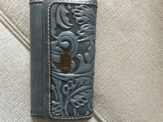 b.o.c. Born Concept Gray Trifold Wallet - Floral Embossed