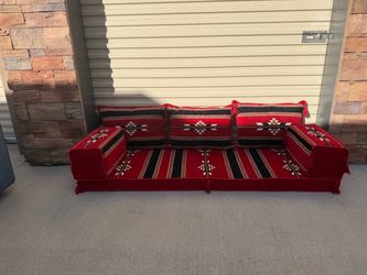 Arabic Floor Sofa Set Red Tribal Pattern