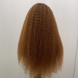 22” Ombre Kinky Curly Human Hair Lacefront wig, T1B/Bottom similar to Ginger