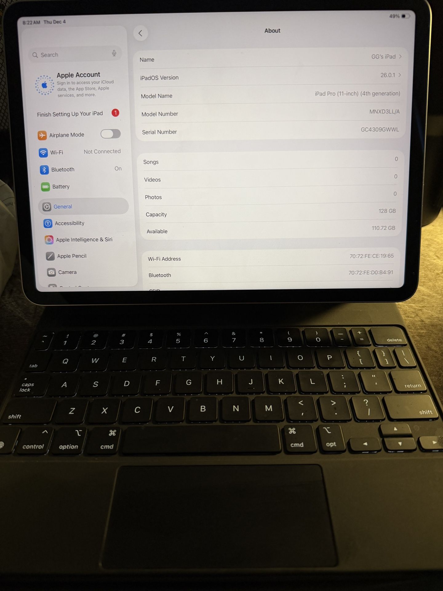 Apple iPad Pro 11 inch 128GB WiFi Only with Magic Keyboard