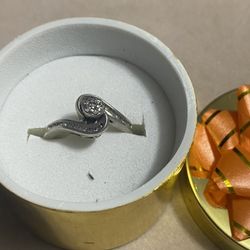 sterling silver bypass ring with diamonds 