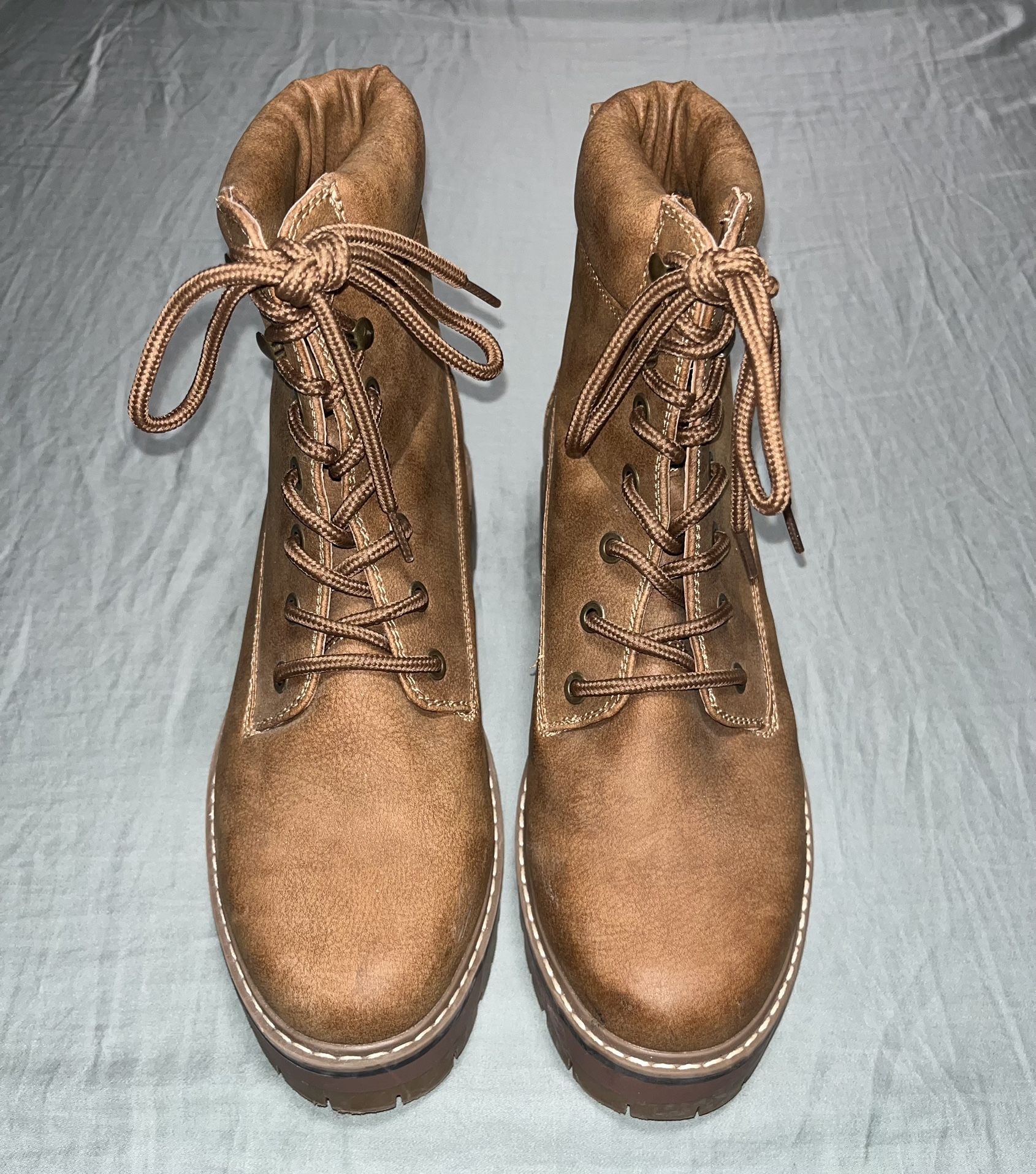 JustFab Tan Combat Boots